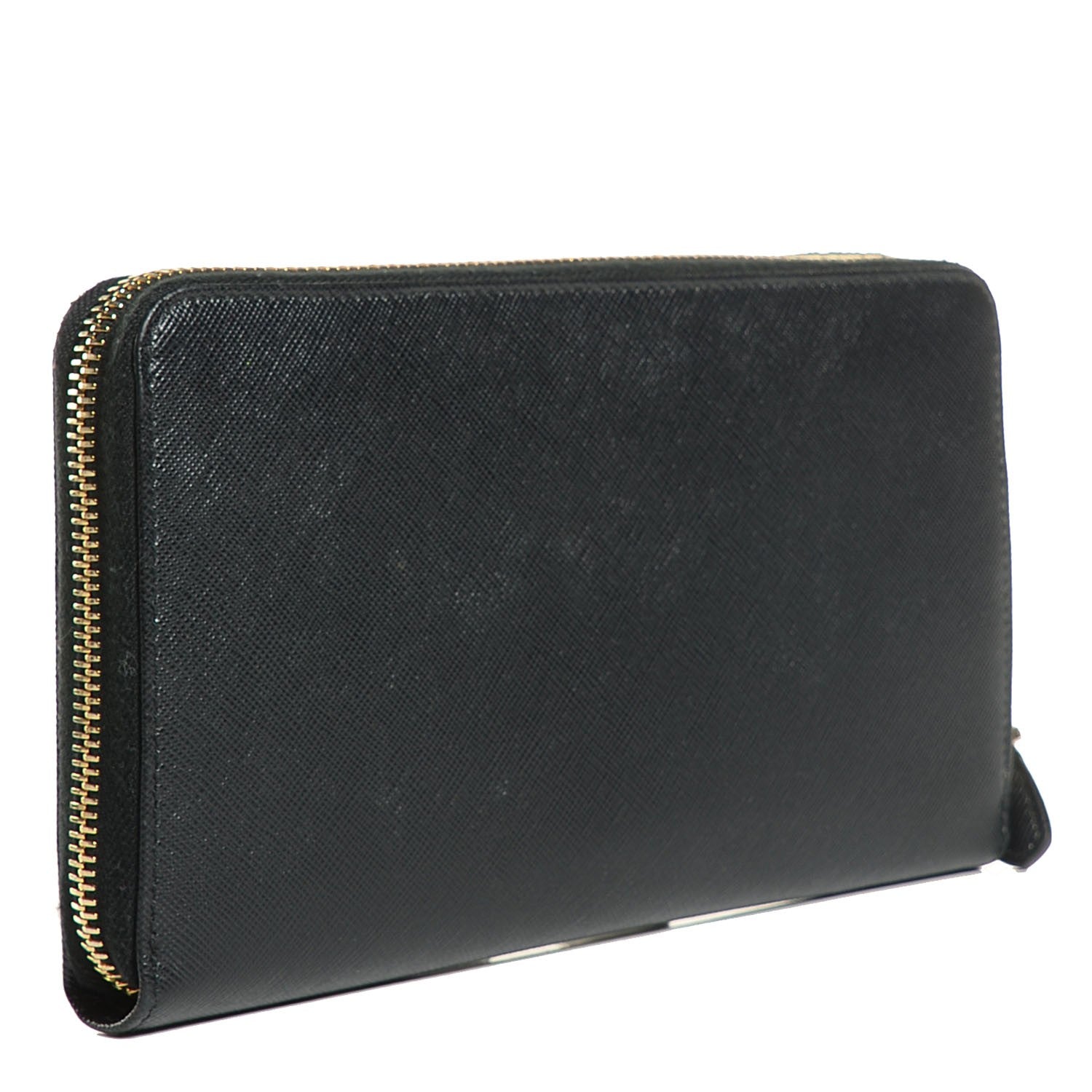 Prada Saffiano Metal Large Zip Around Travel Wallet Nero Black 3 of 9