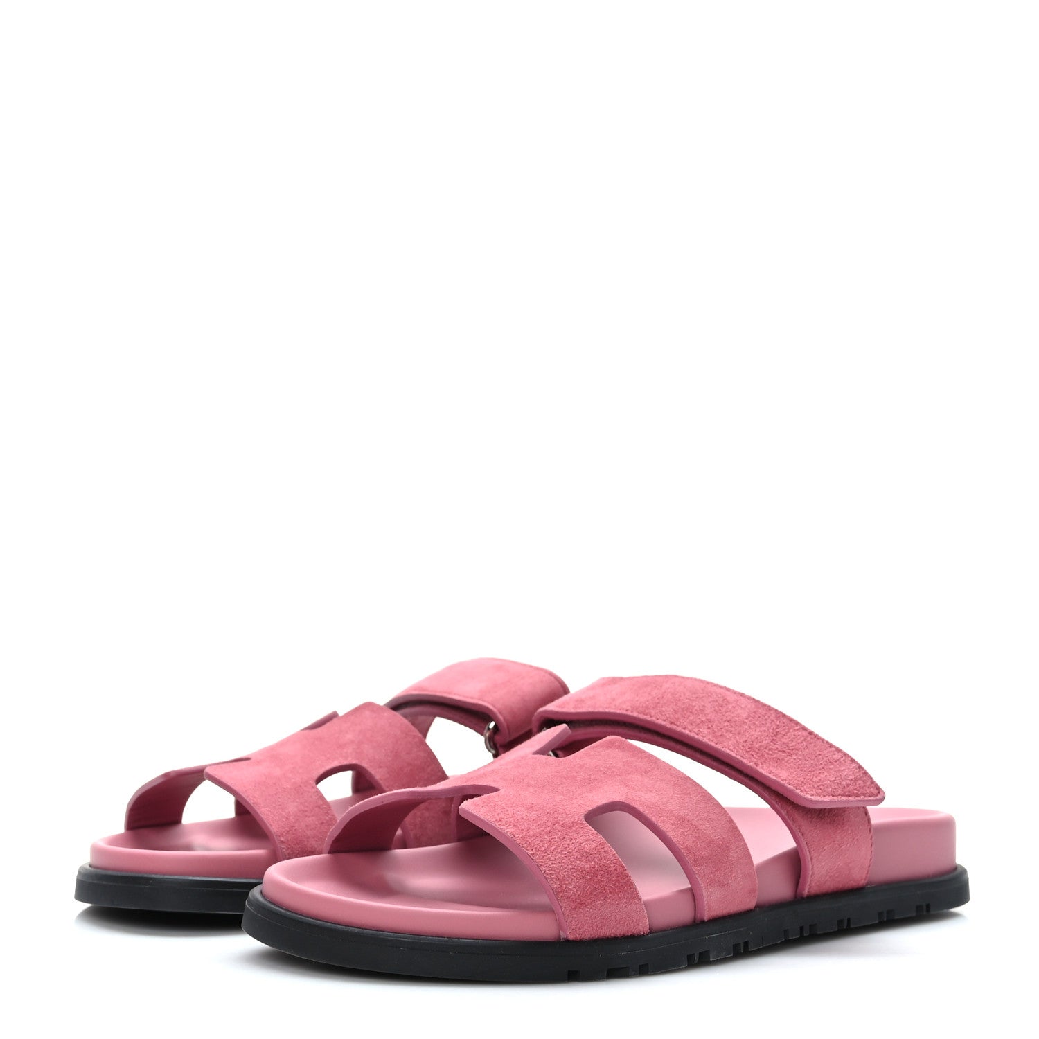 Hermes Suede Goatskin Womens Chypre Sandals 37.5 Rose Aphrodite 3 of 9