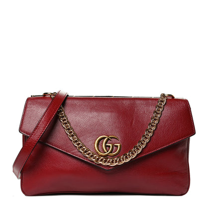 Gucci Calfskin Diagonal GG Medium Thiara Double Envelope Shoulder Bag Black Red 1 of 11