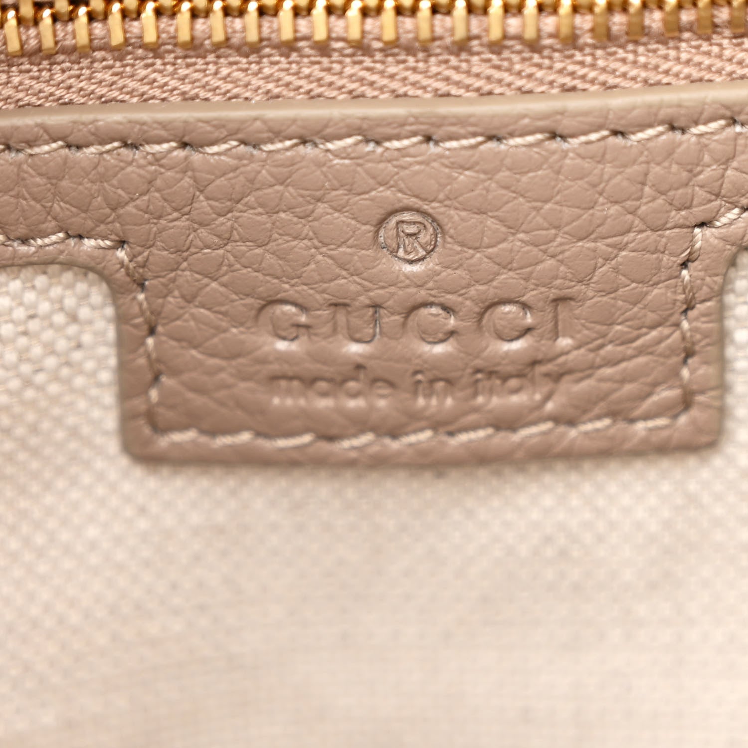 Gucci GG Grainy Calfskin Emblem Large Half Moon Shoulder Bag Taupe 6 of 11