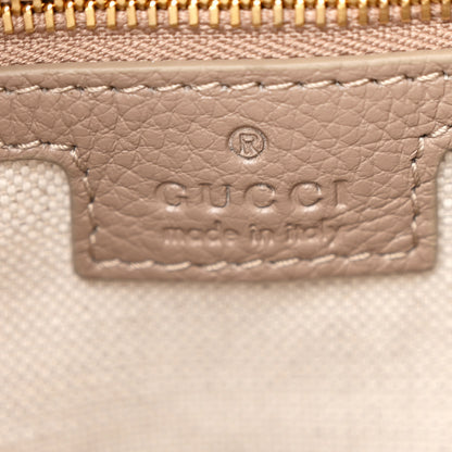 Gucci GG Grainy Calfskin Emblem Large Half Moon Shoulder Bag Taupe 6 of 11