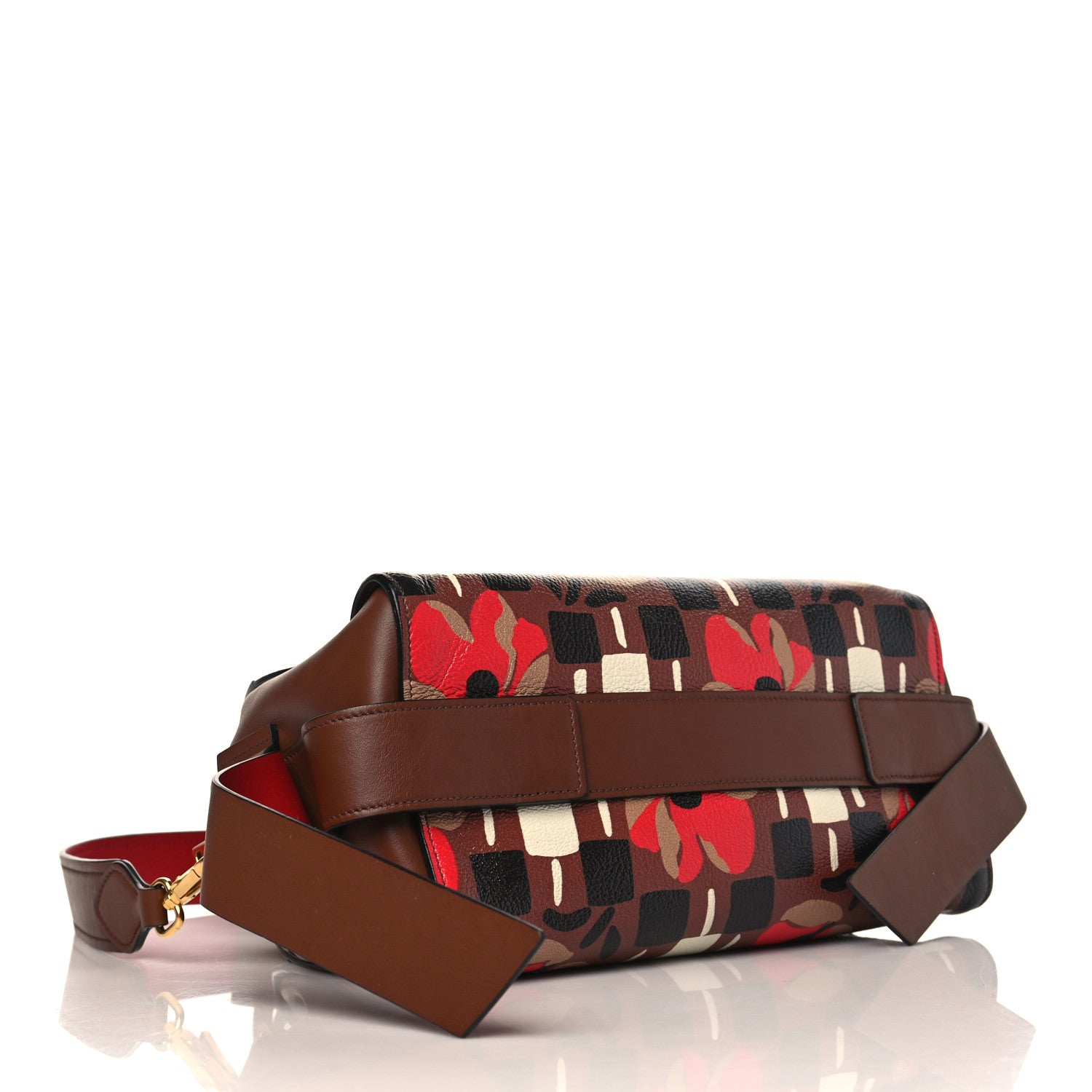 Prada Goatskin Floral Print Bibliotheque Top Handle Tabacco 4 of 12