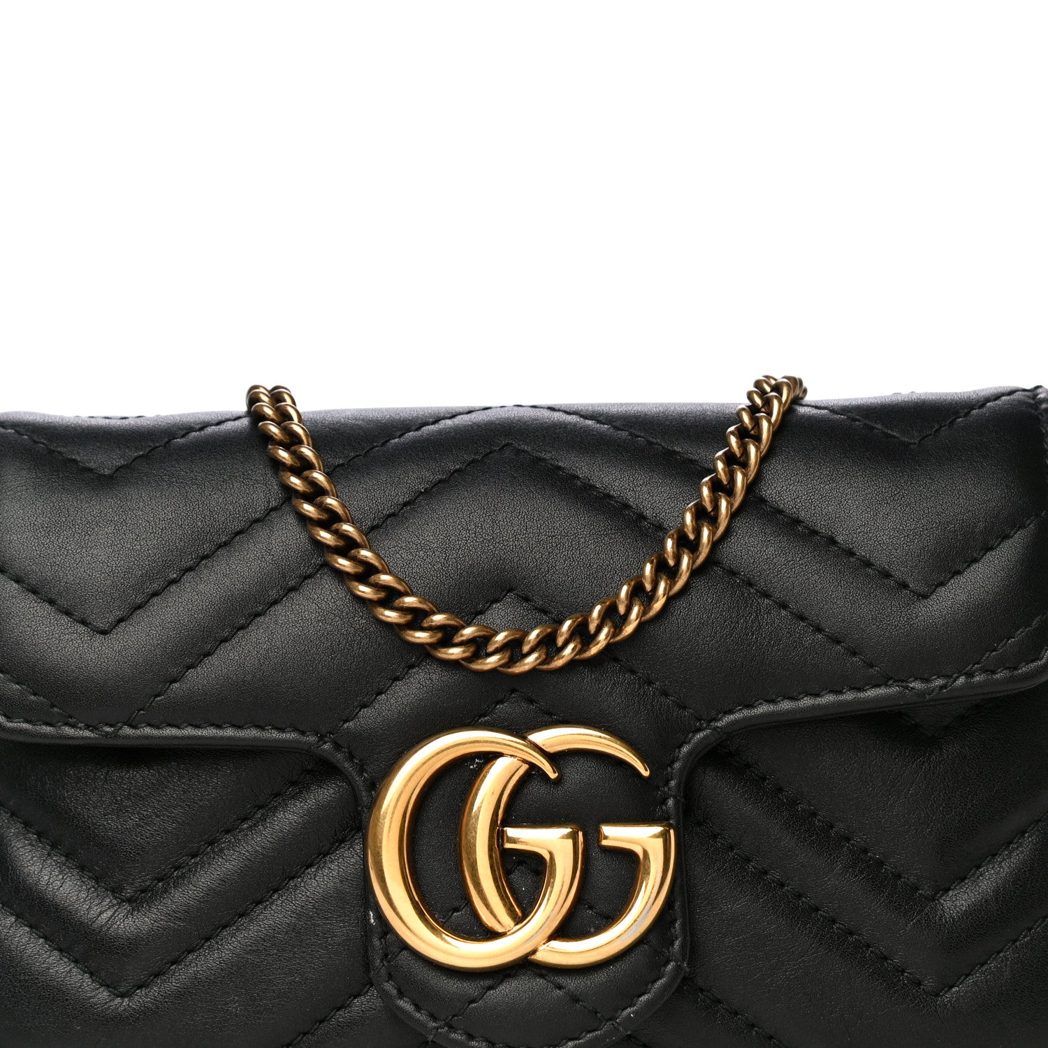 Gucci Calfskin Matelasse Super Mini GG Marmont Shoulder Bag Black 7 of 13