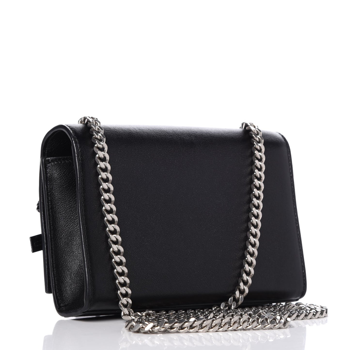 Calfskin Embellished Small Monogram Kate Satchel Black