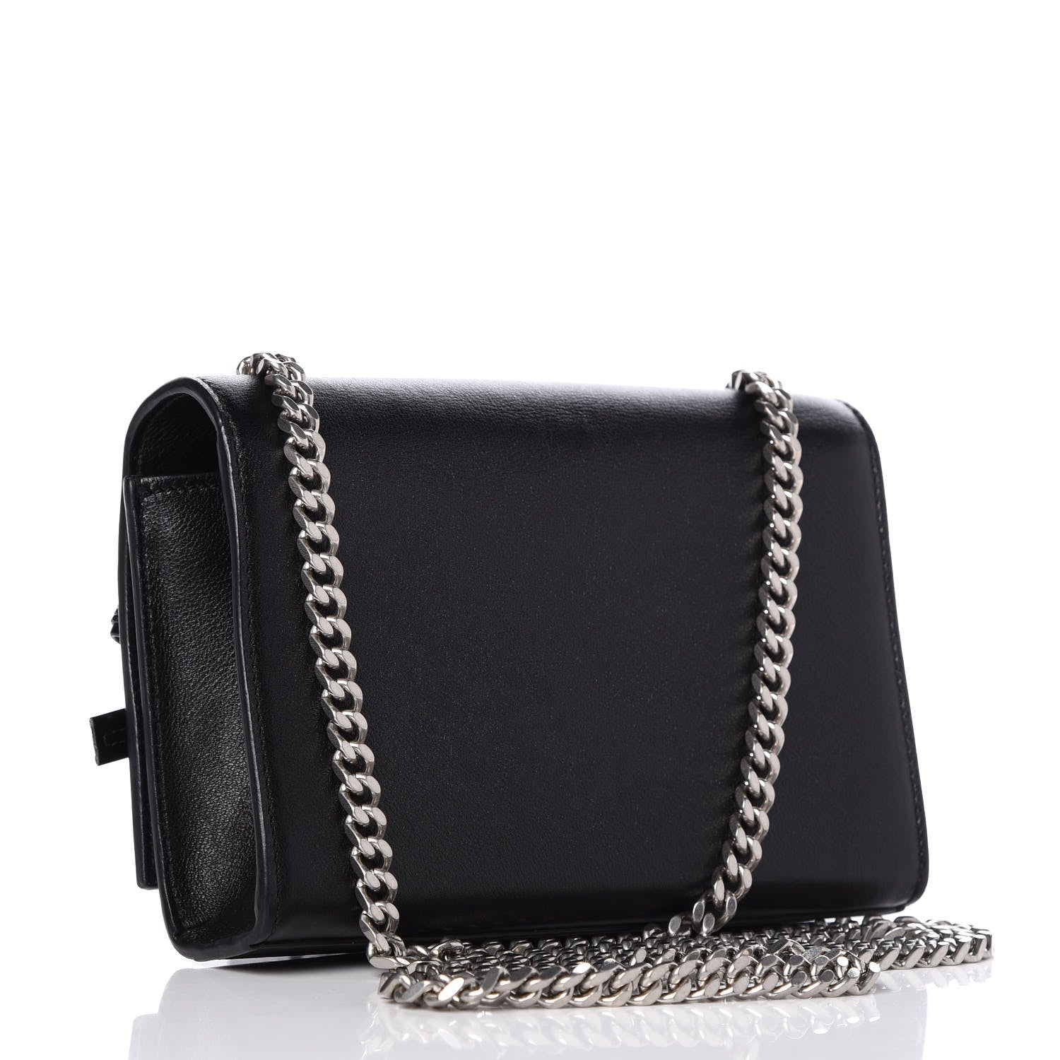 Saint Laurent Calfskin Embellished Small Monogram Kate Satchel Black 3 of 6
