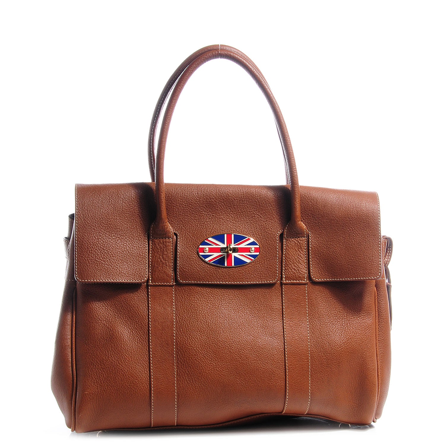 Mulberry Grainy Leather Union Jack Bayswater Satchel Oak 1 of 8