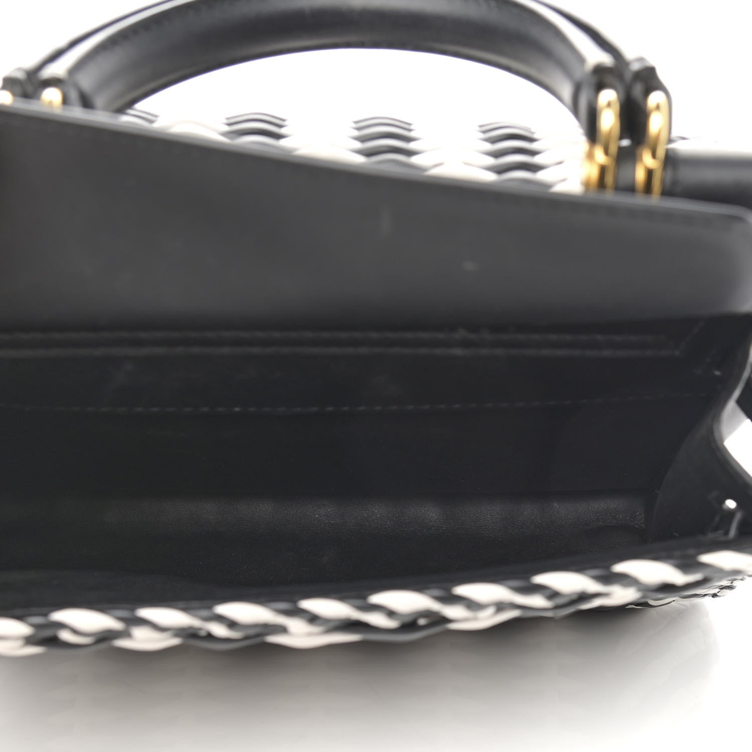Dolce & Gabbana Calfskin Woven Medium Sicily 58 Satchel Black White 5 of 14