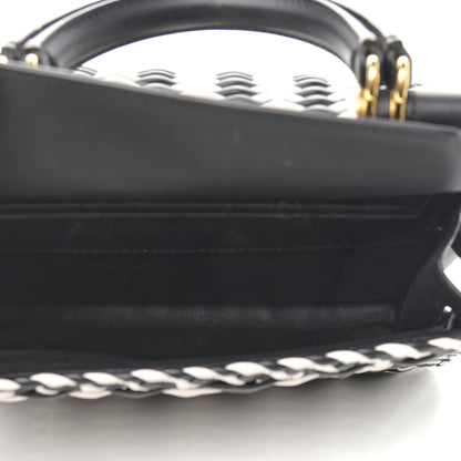 Dolce & Gabbana Calfskin Woven Medium Sicily 58 Satchel Black White 5 of 14