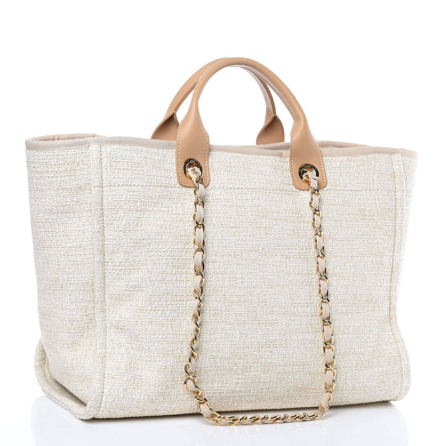 Woven Straw Raffia Large Deauville Tote Light Beige