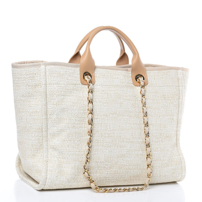 Chanel Woven Straw Raffia Large Deauville Tote Light Beige 3 of 9