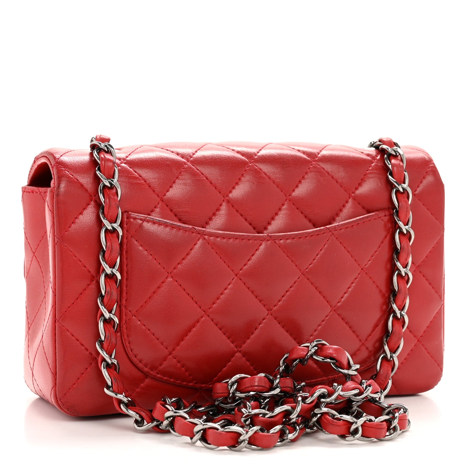 Chanel Lambskin Quilted Mini Rectangular Flap Red 3 of 14