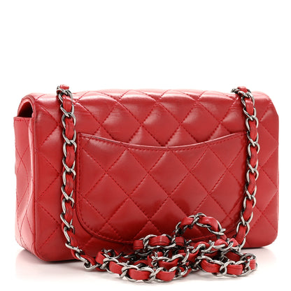 Chanel Lambskin Quilted Mini Rectangular Flap Red 3 of 14