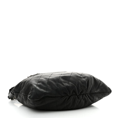 Chanel Calfskin Stitched Double Zip Hobo Black 4 of 10