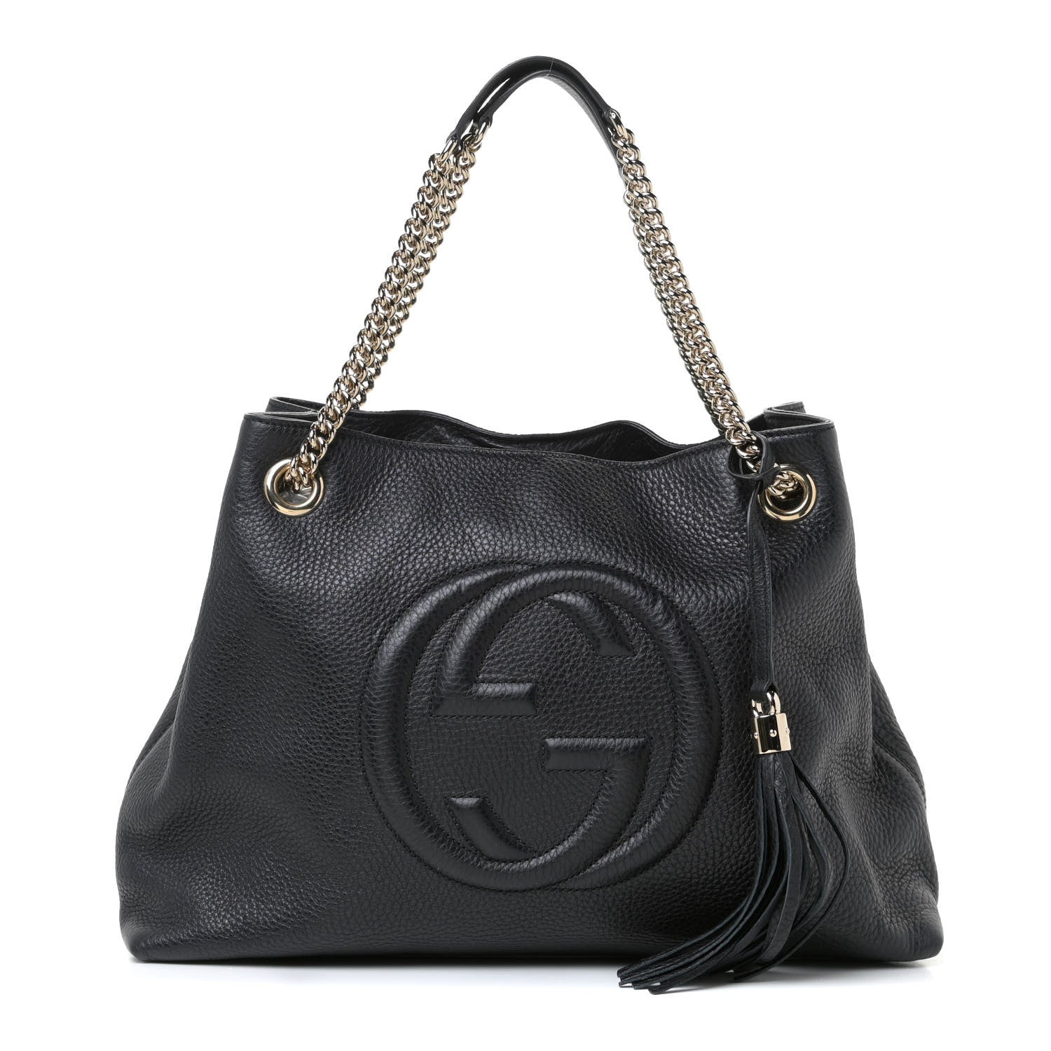 Gucci Pebbled Calfskin Medium Soho Chain Shoulder Bag Black 1 of 11