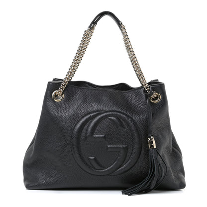 Gucci Pebbled Calfskin Medium Soho Chain Shoulder Bag Black 1 of 11