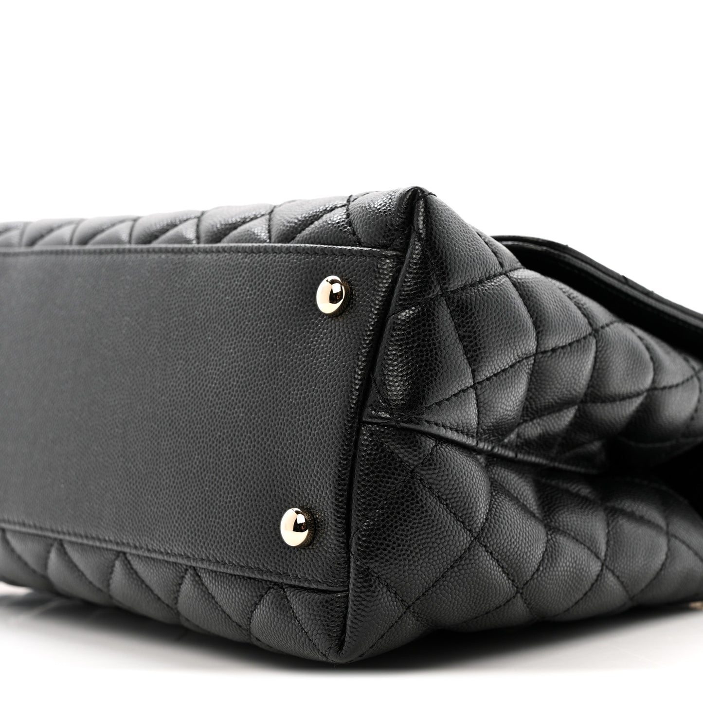 Caviar Lizard Embossed Quilted Small Coco Handle Flap Black