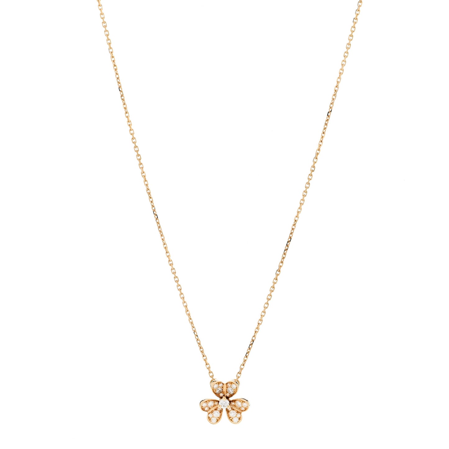 18K Yellow Gold Diamond Mini Frivole Pendant Pave Necklace