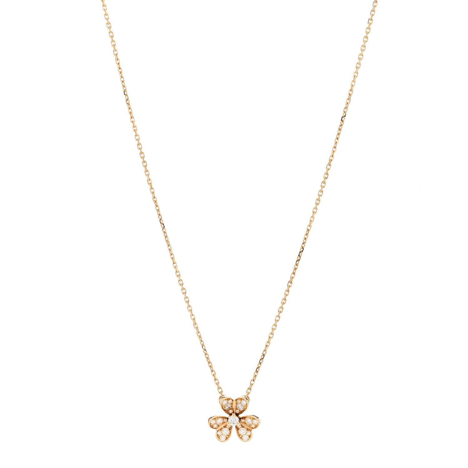 Van Cleef & Arpels 18K Yellow Gold Diamond Mini Frivole Pendant Pave Necklace 1 of 6