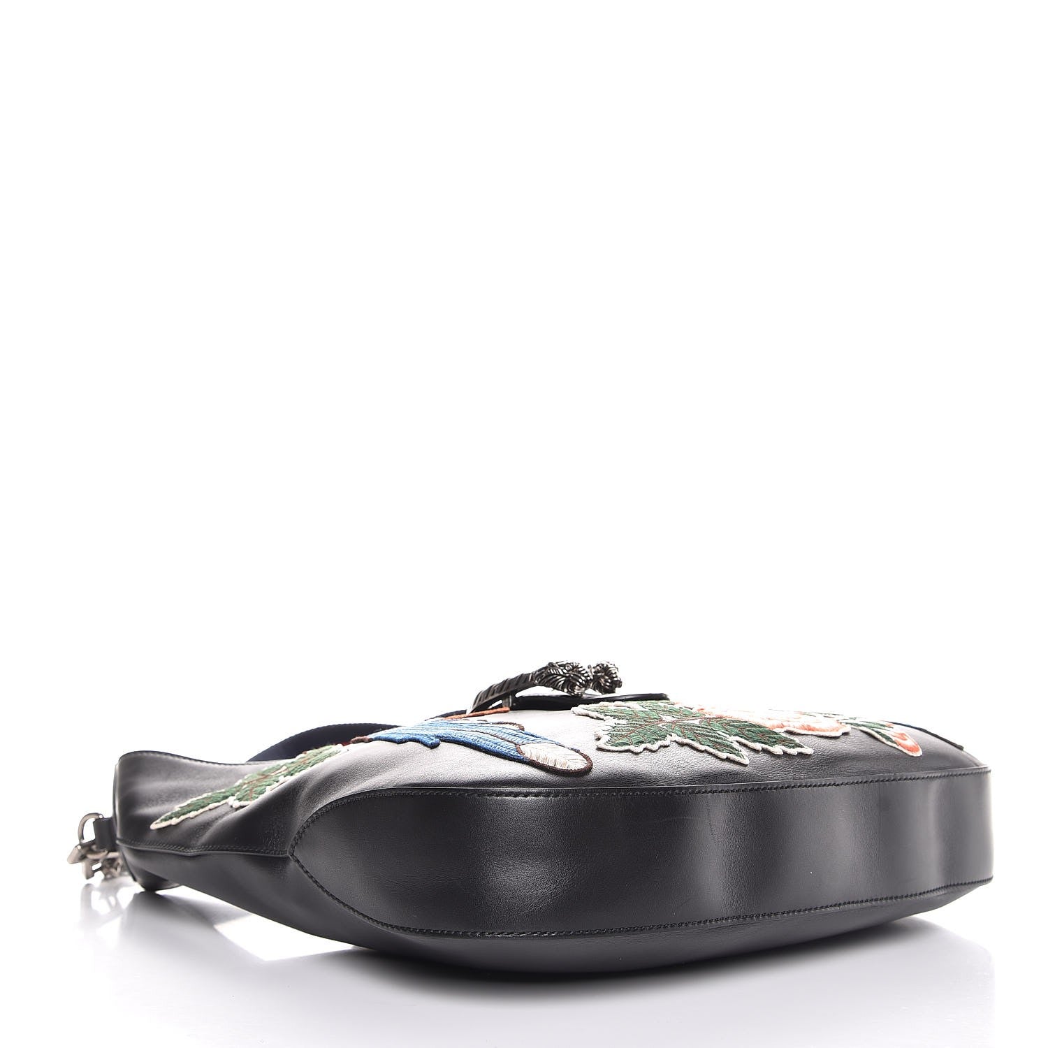 Gucci Calfskin Web Garden Collection Embroidered Medium Dionysus Hobo Black 4 of 7