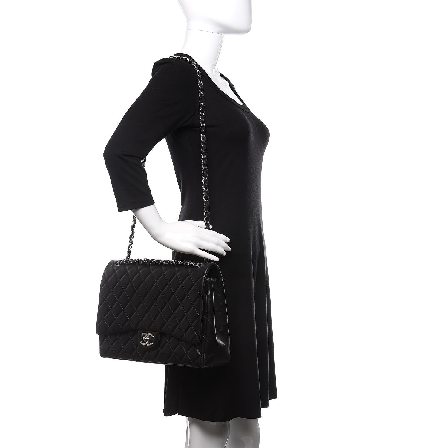Chanel Lambskin Quilted Maxi Double Flap Black 2 of 15