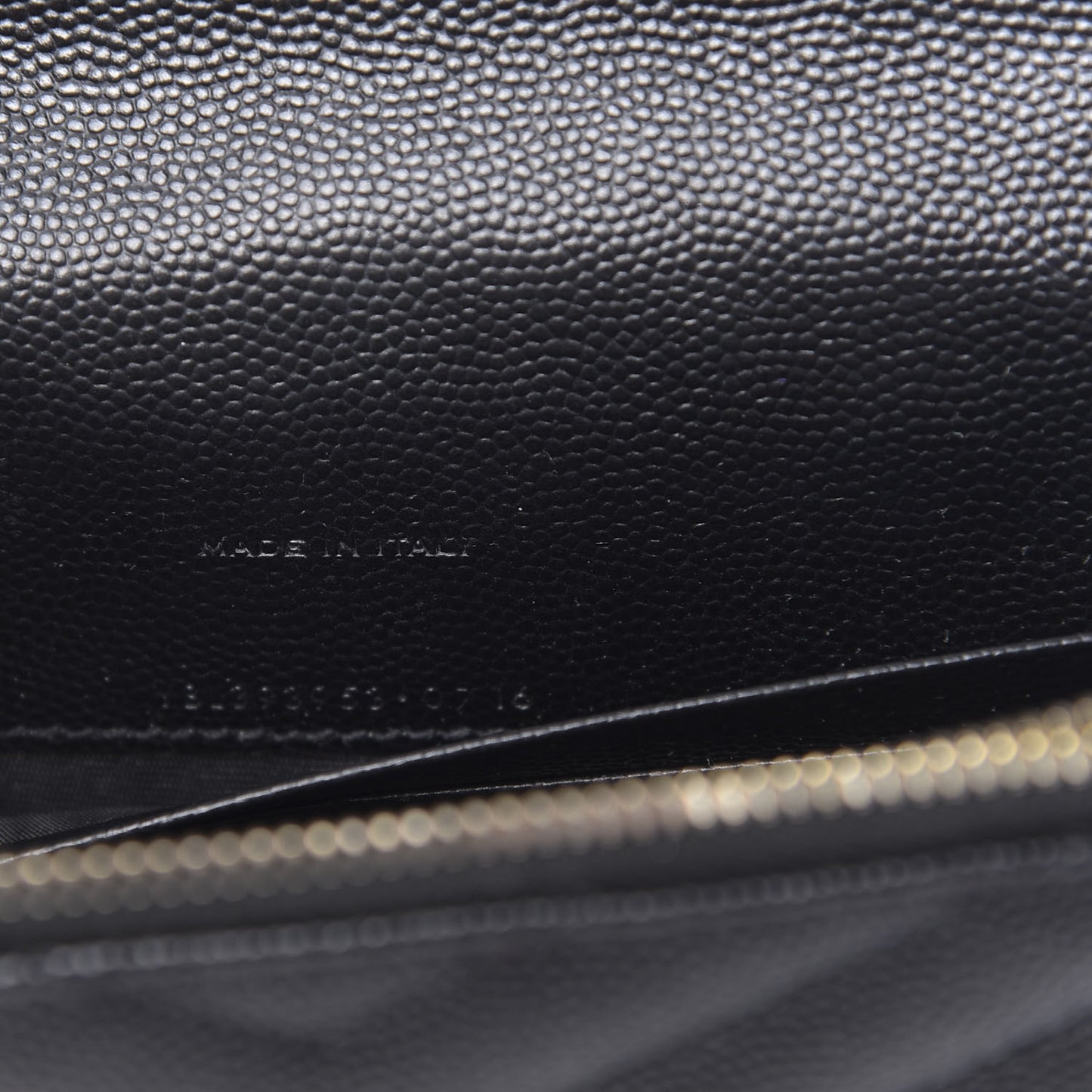 Grain De Poudre Matelasse Chevron Monogram Envelope Chain Wallet Black