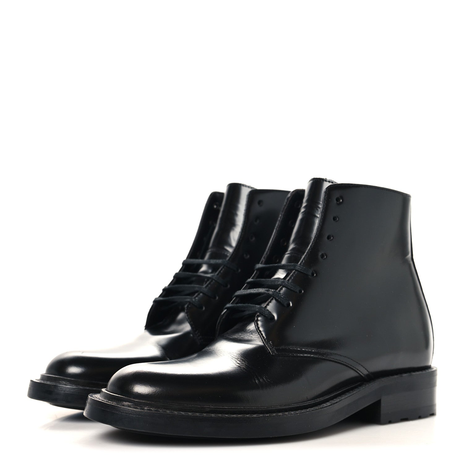 Saint Laurent Calfskin Womens Army Combat Boots 36 Black 1863578