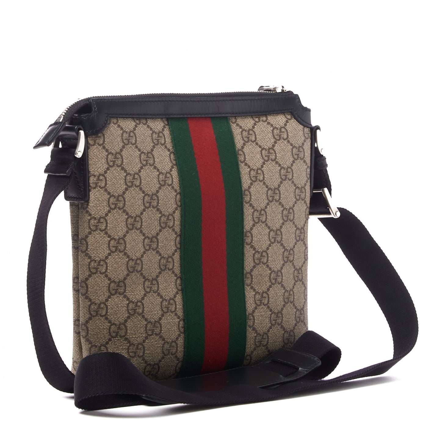 GG Supreme Monogram Web Messenger Bag Black