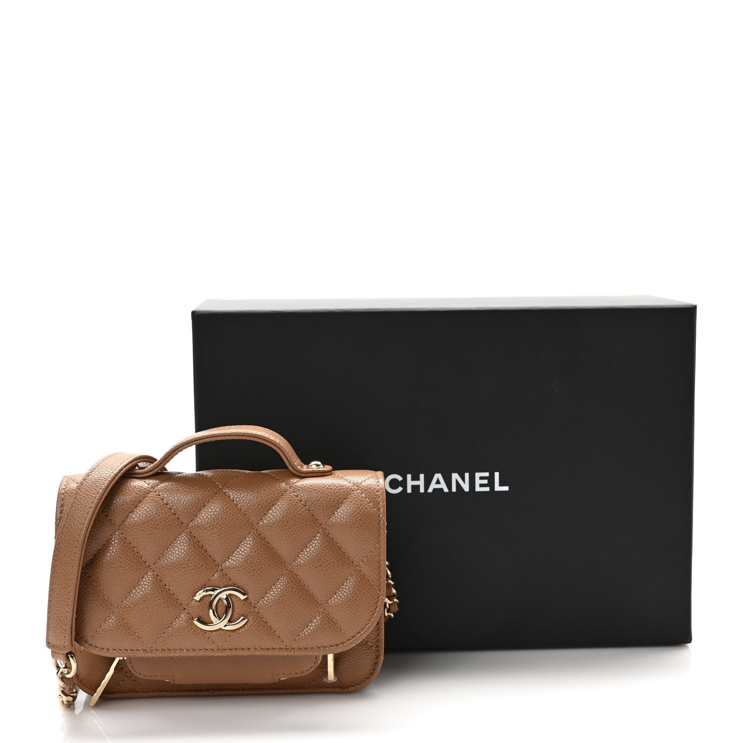 Chanel Caviar Quilted Business Affinity Clutch With Chain Flap Dark Beige 11 of 11