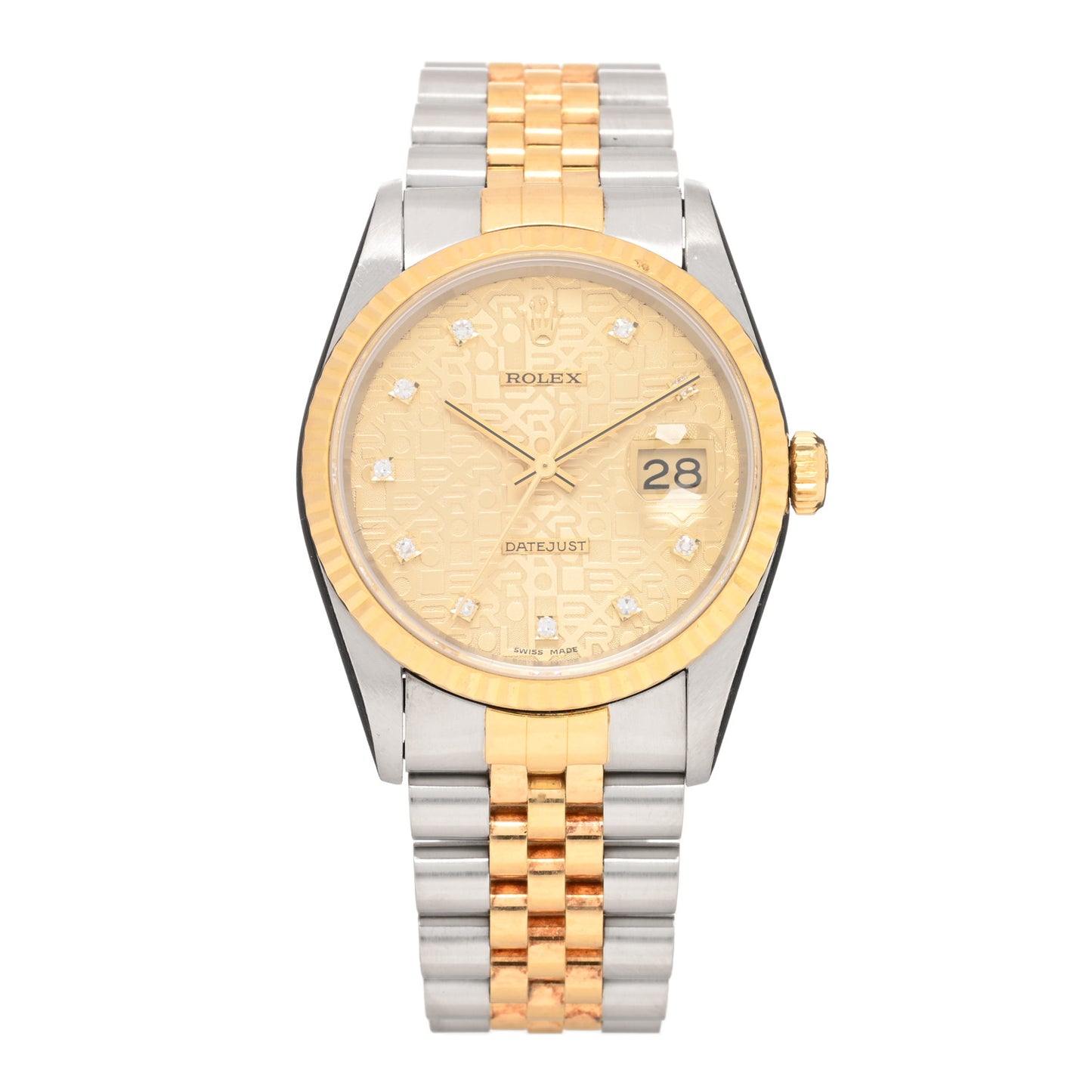 Stainless Steel 18K Yellow Gold Diamond 36mm Oyster Perpetual Datejust Watch Champagne Jubilee 16233