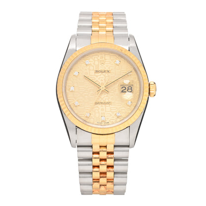 Rolex Stainless Steel 18K Yellow Gold Diamond 36mm Oyster Perpetual Datejust Watch Champagne Jubilee 16233 1 of 4