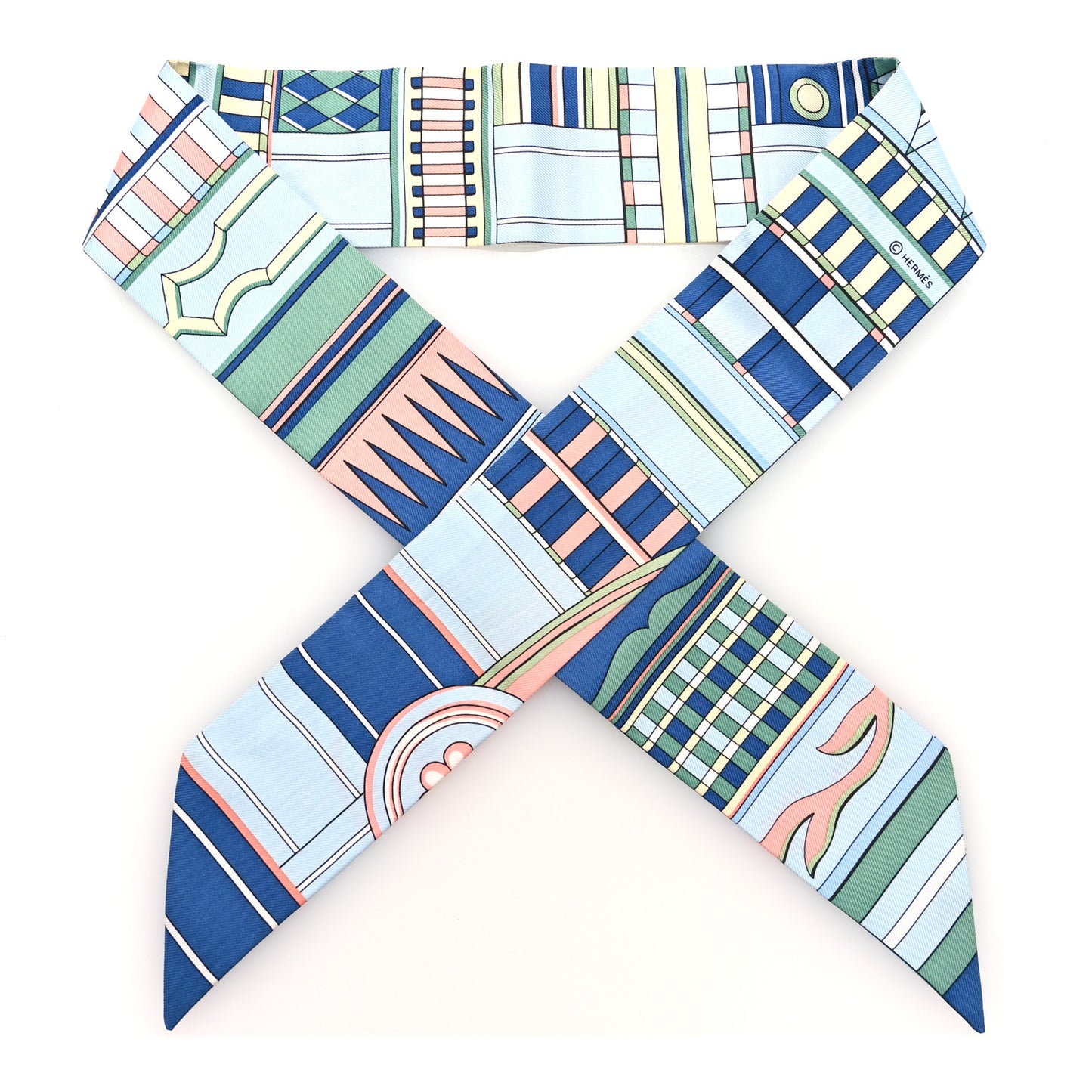 Silk Voltes Et Pirouettes Twilly Bleu Ciel Vert Jaune