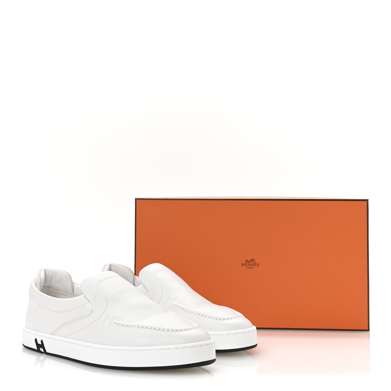 Hermes Calfskin Suede Goatskin Kiddy Slip On Sneakers 38 White 9 of 9