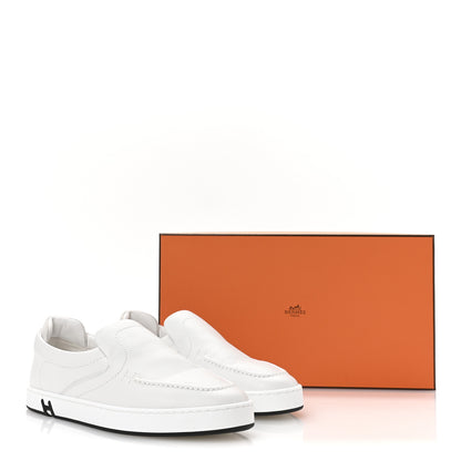 Hermes Calfskin Suede Goatskin Kiddy Slip On Sneakers 38 White 9 of 9