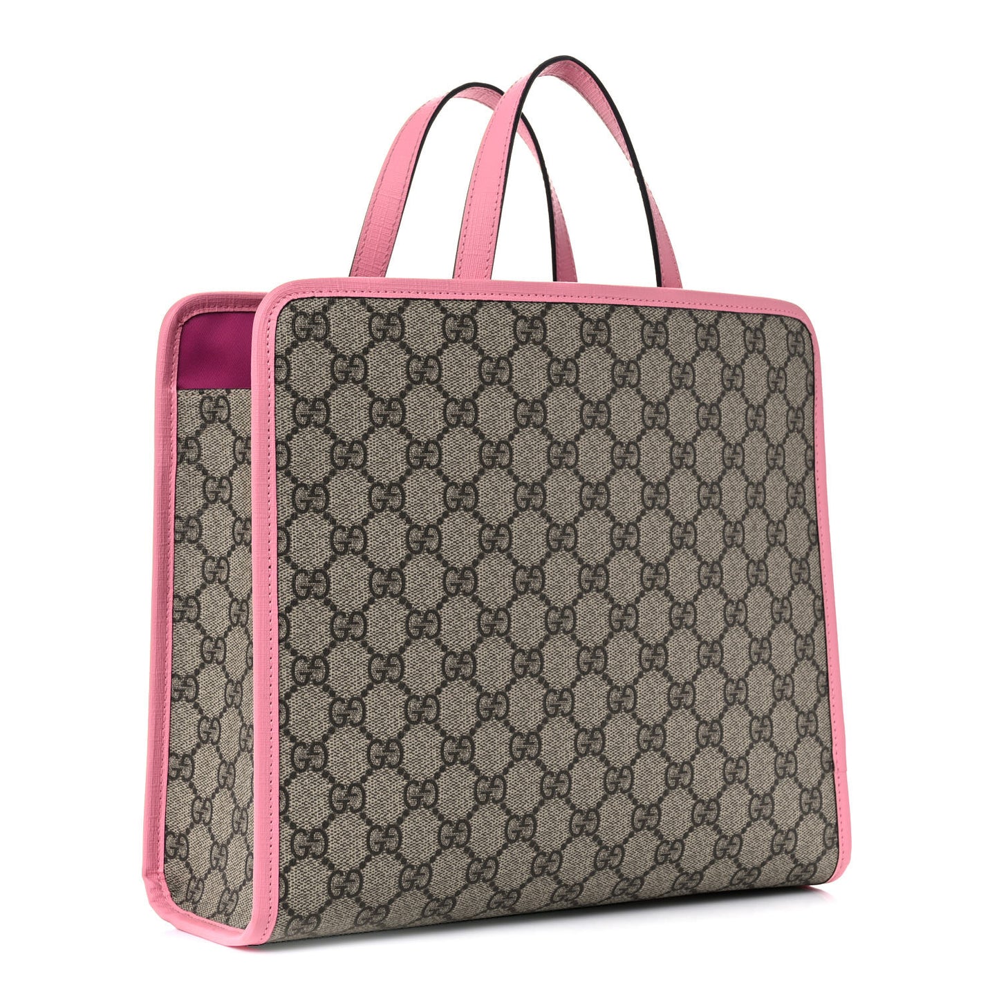 GG Supreme Monogram 3-D Strawberry Childrens Tote Beige Ebony Lotus Pink Fuxia Emerald