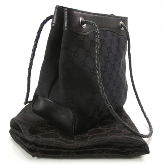 Gucci Canvas Monogram Woven Handle Tote Black 3 of 11