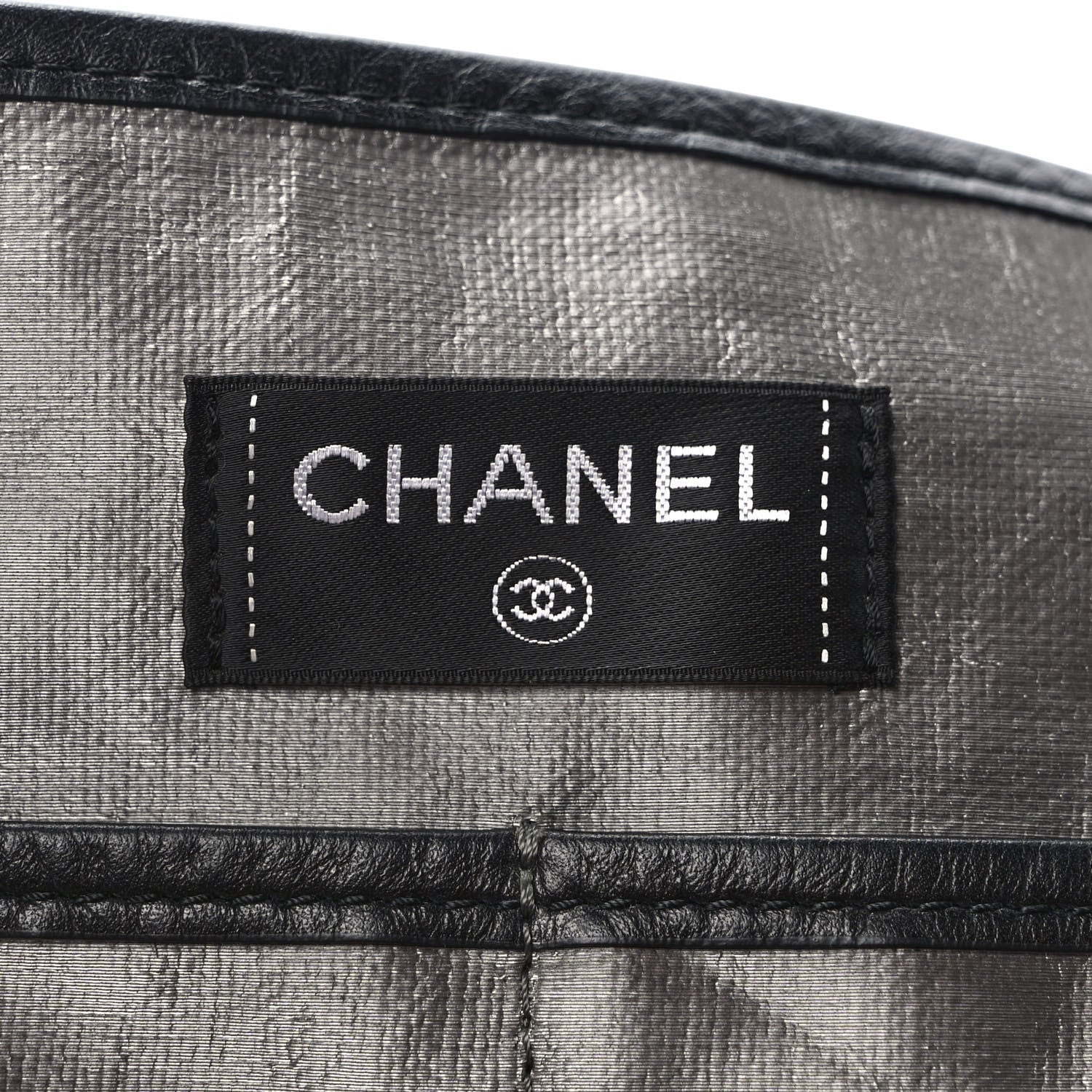Chanel Metallic Linen Calfskin CC Beach Tote Silver 5 of 9
