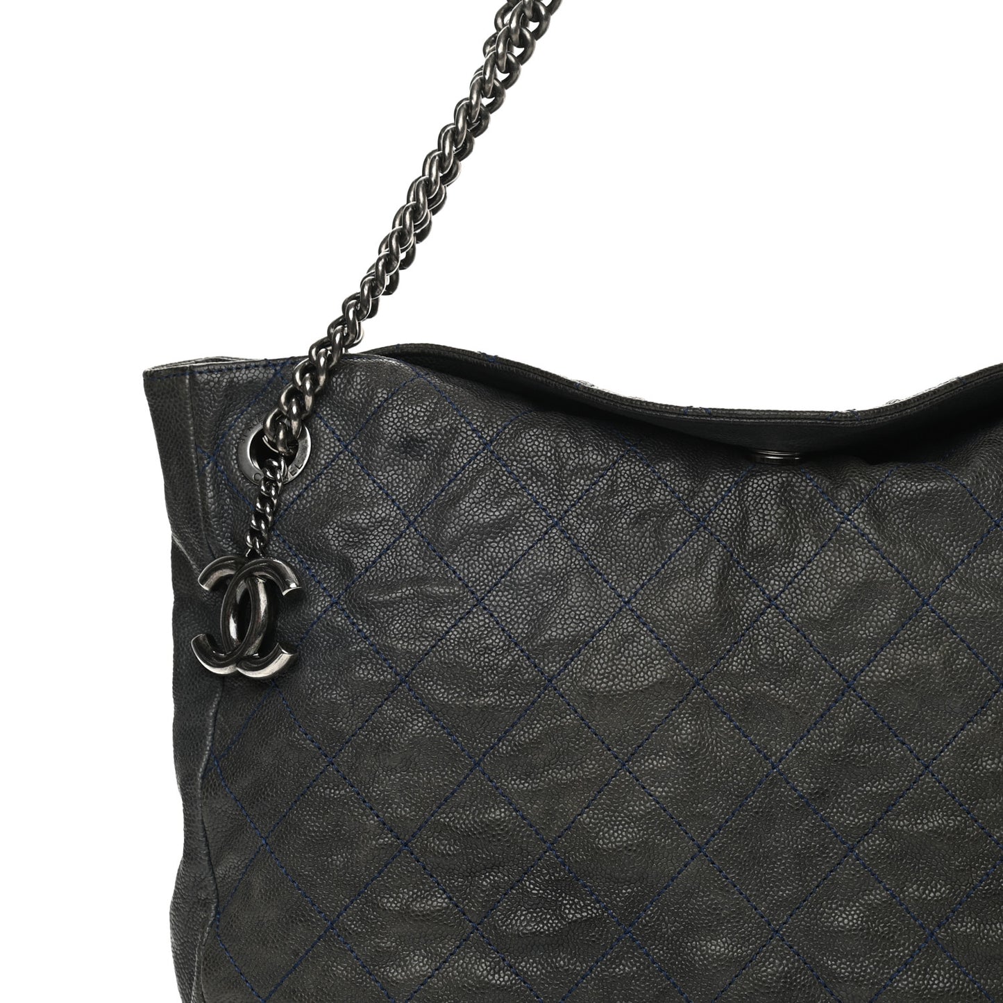 Caviar Quilted Simply CC Hobo Dark Blue