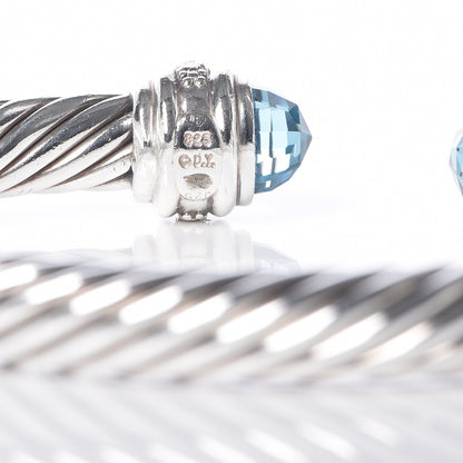 David Yurman Sterling Silver Blue Topaz Diamond 7mm Cable Classics Bracelet 4 of 6