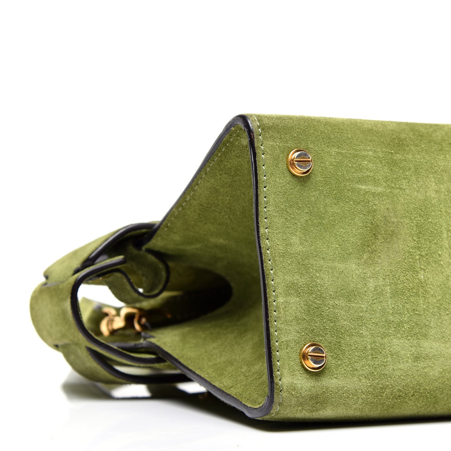 Suede Calfskin Mini Horizon Satchel Olive