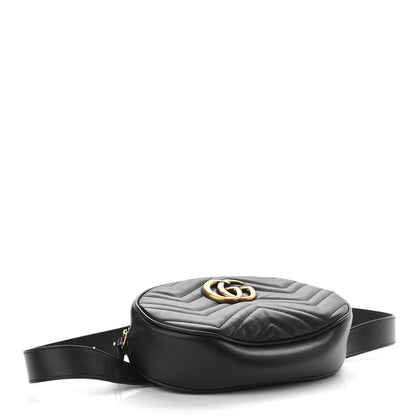 Gucci Calfskin Matelasse GG Marmont Belt Bag 85 34 Black 4 of 9