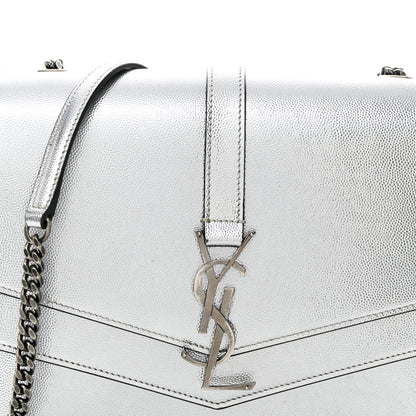 Saint Laurent Grain De Poudre Monogram Medium Sulpice Shoulder Bag Silver 7 of 15