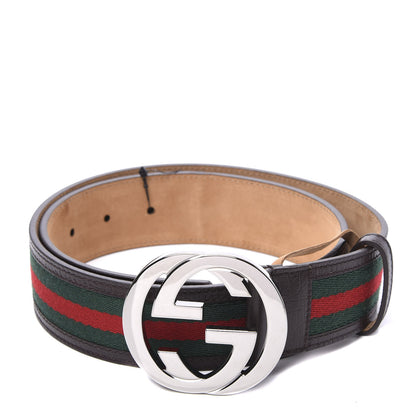 Gucci Calfskin Web Interlocking G Belt 80 32 Dark Brown 1 of 7