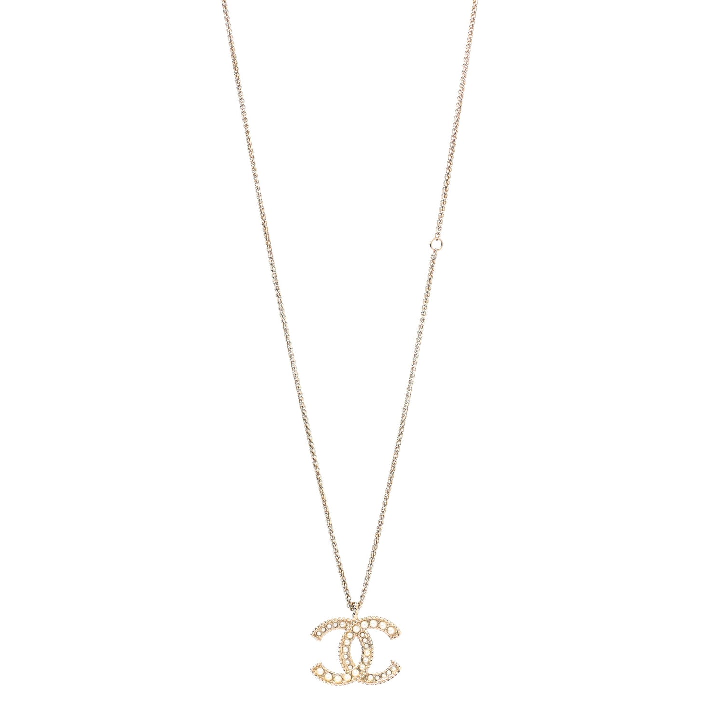 Pearl CC Pendant Necklace Gold