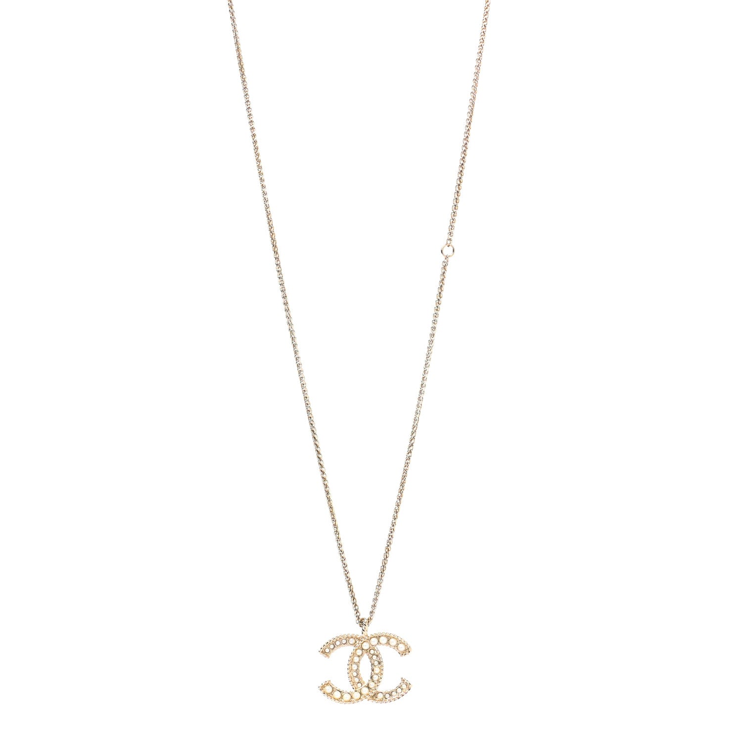Chanel Pearl CC Pendant Necklace Gold 1 of 7