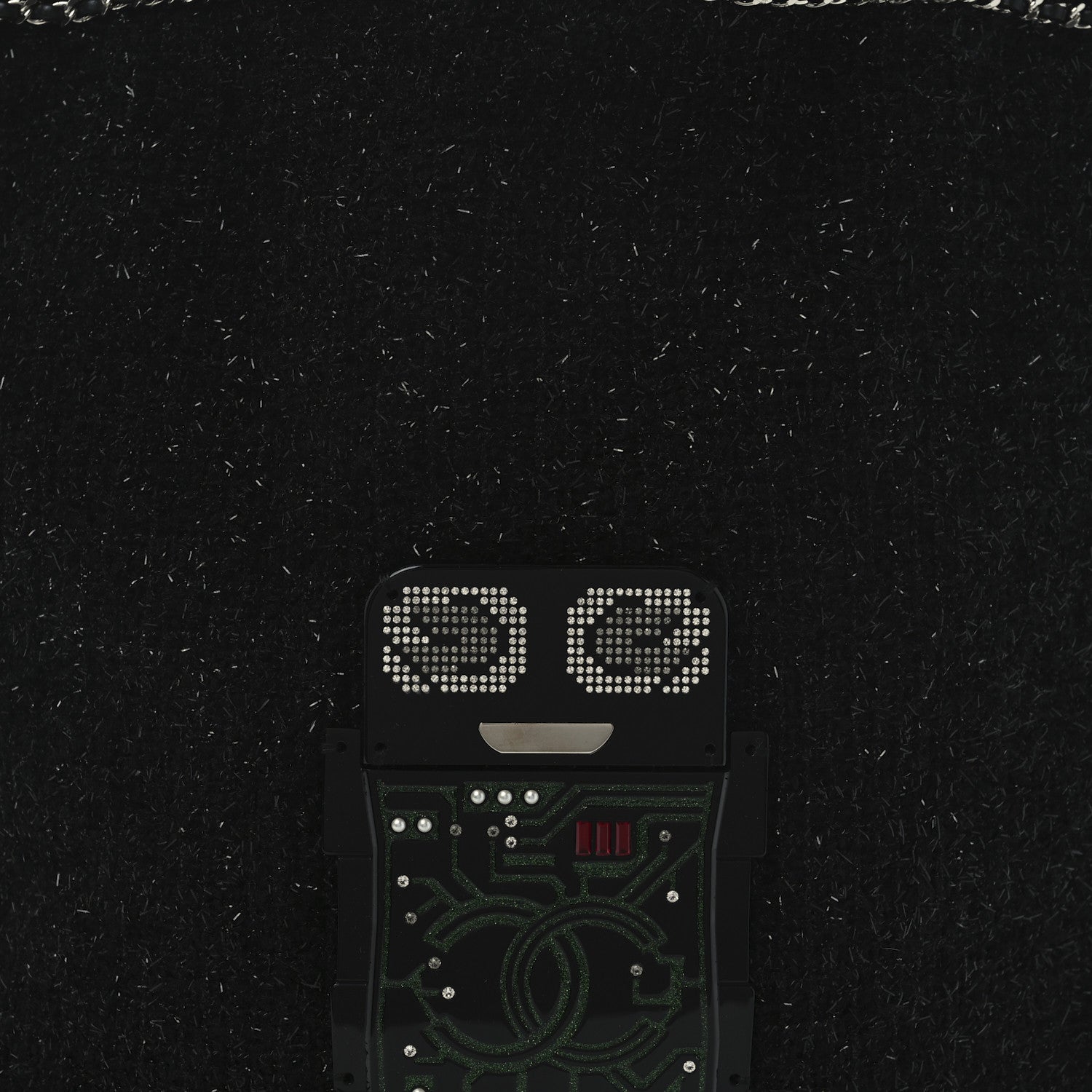 Chanel Tweed Resin Strass Large Robot Shopping Bag Black 8 of 10