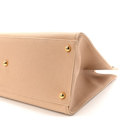 Fendi Canvas Vitello King Logo Embroidered Medium Fendi Sunshine Shopper Tote Sand Ghianda 9 of 9