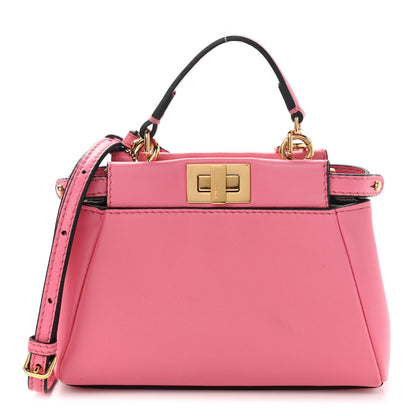 Fendi Shiny Nappa Micro Peekaboo Iconic Satchel Rosa Fluo 1 of 9