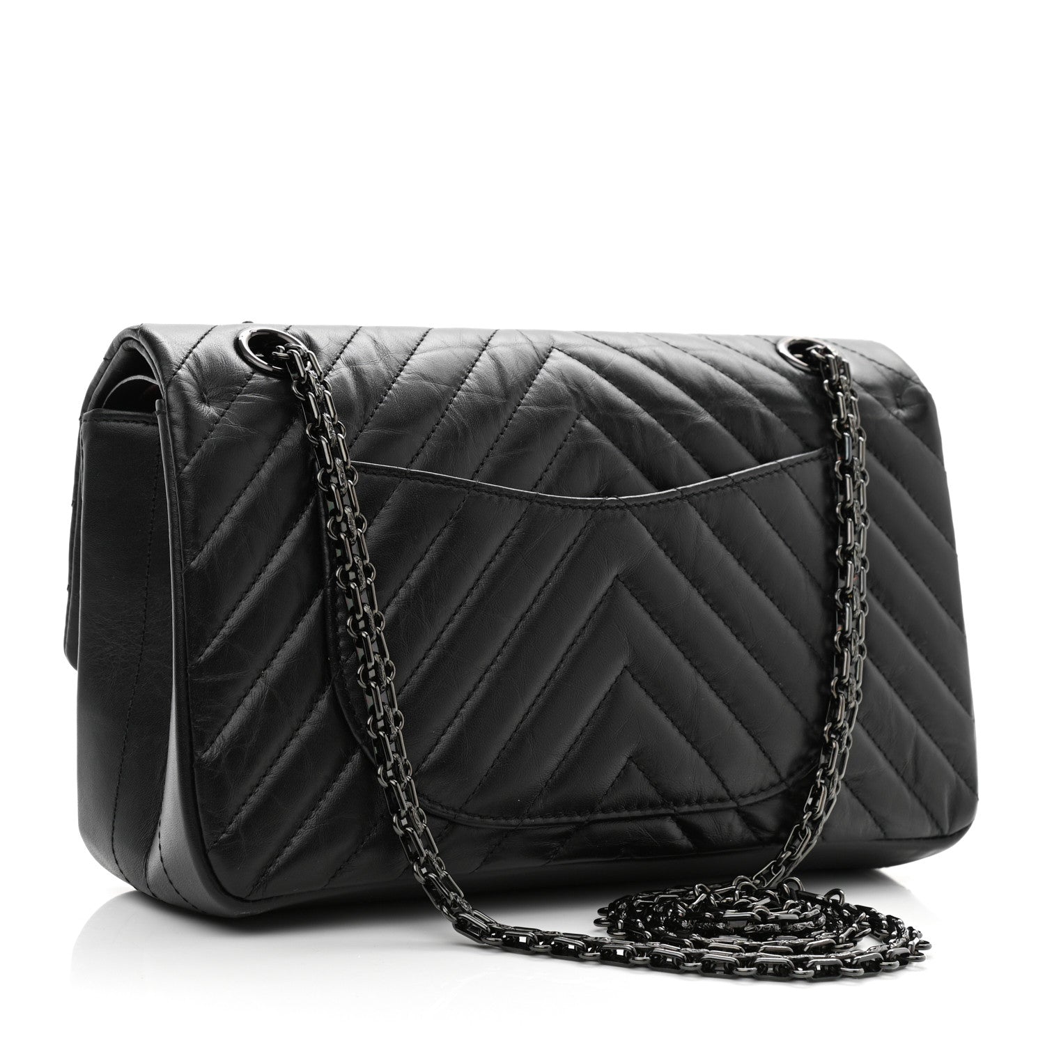 Chanel Aged Calfskin Chevron Quilted 2.55 Reissue 225 Flap So Black 3 of 10