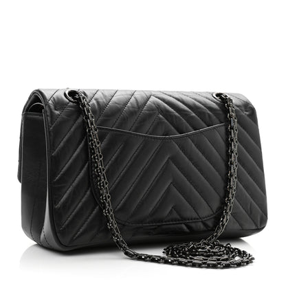 Chanel Aged Calfskin Chevron Quilted 2.55 Reissue 225 Flap So Black 3 of 10