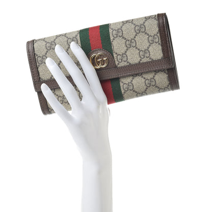 Gucci GG Supreme Monogram Web Ophidia Continental Wallet Brown 2 of 8